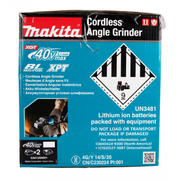 Meuleuse Makita Ø 125mm XGT 40 Volts MAX Lithium (Li-Ion) - 4 Ah - filetage M14 | GA013GM201