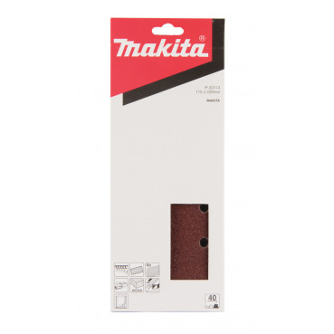 Feuille rectangulaire abrasive 115x229mm - 5 + 5 trous - Auto-agrippant - longueur totale 229mm - largeur 115mm - grain 40 - 10 pièce(s) Makita | P-33174