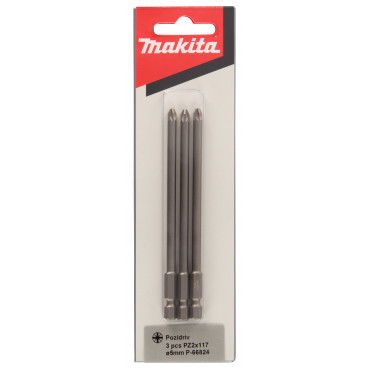 Embout de vissage long 117 à 177mm POZIDRIV - PZ2 Ø 5mm Hexa 1/4" 117mm - 3 pièce(s) Makita | P-66824