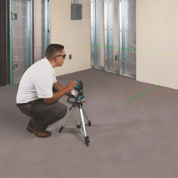 Niveau laser à croix Makita - faisceau vert haute intensité - 2 lignes verticales + 1 ligne horizontale + 1 point perpendiculaire - 10m - IP54 - 12 Volts - intérieur - l'extérieur | SK209GDZ