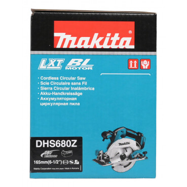 Scie circulaire Makita LXT 18 Volts - sans fil Lithium (Li-Ion) - Ø 165mm - (Produit seul) - alésage 20mm | DHS680Z