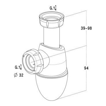 Siphon de lavabo Bi-matière Easyphon avec joints intégrés diamètre Ø 32mm x 32mm Nicoll | 0201282