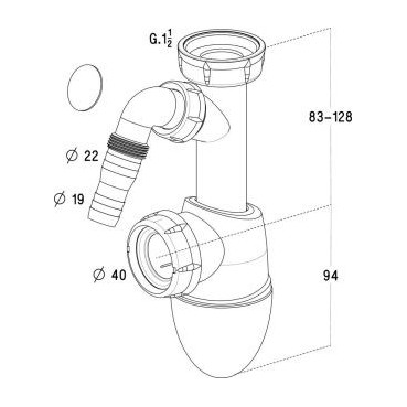 Siphon évier plastique Easyphon diamètre Ø 40mm x 40mm Nicoll | 0224360