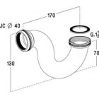 Image du produit : 1055 - Siphon evier/baignoire tube laiton diamètre Ø 40mm x 40mm - longueur 170mm Nicoll | 0501001