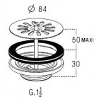 Image du produit : Bonde et vidage évier grès & synthèse 1 bac bondes laiton diamètre Ø 84mm Nicoll | 0501004