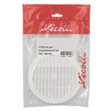 Grille de ventilation pour tuyaux fibre ciment diamètre Ø 125mm x 124mm x 148mm couleur Blanc Nicoll | 1BC135