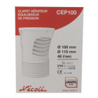 Image du produit : Clapet aérateur/équilibreur de pression CEP avec DTA diamètre Ø 110mm x 100mm - largeur 132mm - longueur 147mm Nicoll | CEP100