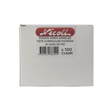 Boîte de 100 clous inox pour fixation bandeau couleur Marron Nicoll | CI40M