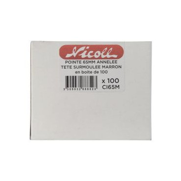 Boîte de 100 clous inox pour fixation bandeau couleur Marron Nicoll | CI65M