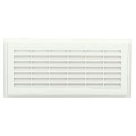 Grille de ventilation à sceller démontable et à fermeture rectangulaire - avec moustiquaire - hauteur 129mm - largeur 274mm couleur Blanc Nicoll | D111