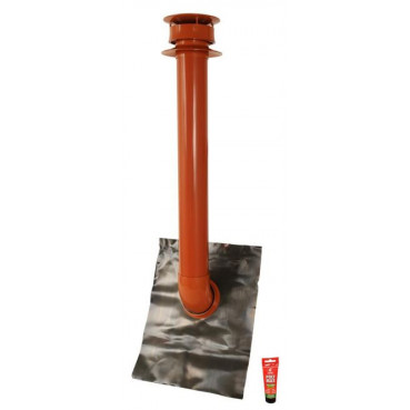 Extracteur statique avec collerette d'étanchéité diamètre Ø 100mm - largeur 400mm - longueur 500mm couleur Rouge Terracotta Nicoll | EXTARTCT