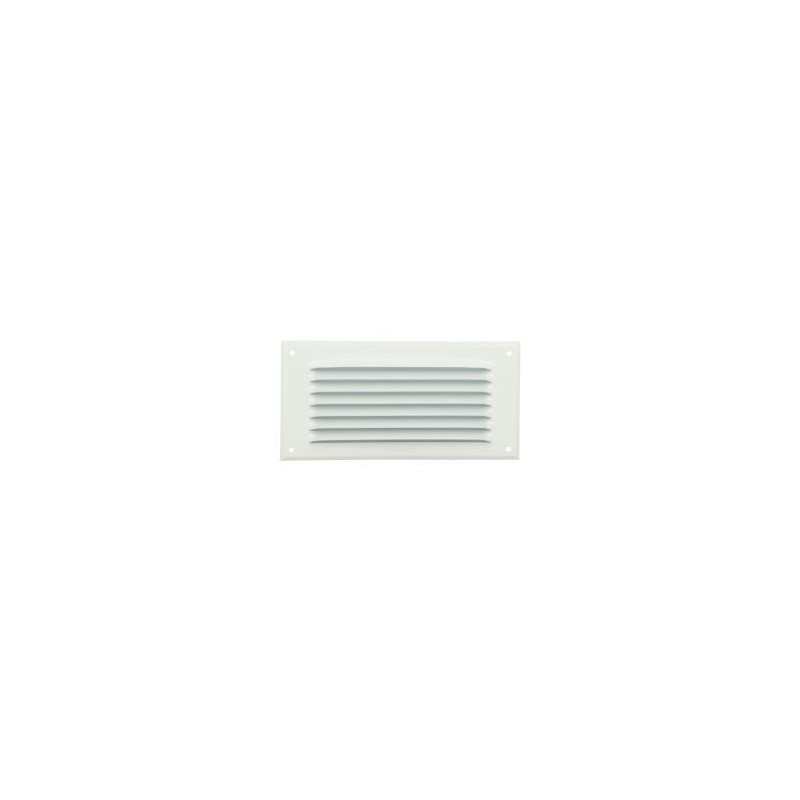 Grille de ventilation aluminium à visser rectangulaire horizontale - persiennes avec moustiquaire - hauteur 100mm - largeur 200mm couleur Blanc Nicoll | LM1020B