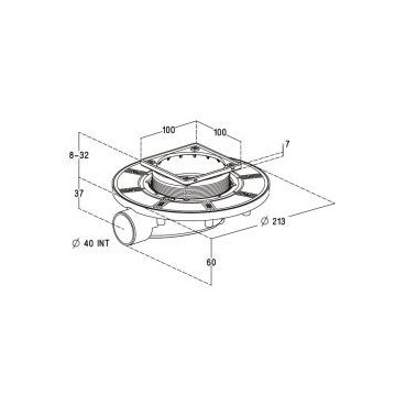 Siphon pour sols carrelés faible hauteur avec grille et cadre inox 304 sortie horizontale diamètre Ø 40mm - largeur 213mm - longueur 213mm Nicoll | SFH10I