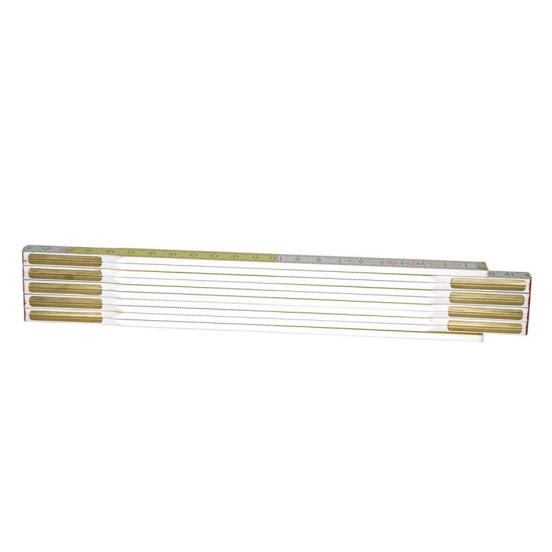 Mètre à ruban de chantier Stanley pliante 2 mètres x 17mm bois blanc - jaune - largeur 4 cm - Hauteur 24 cm - longueur 1 cm | 0-35-458