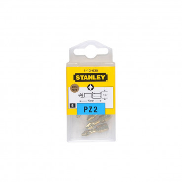 Embouts torsion pozidriv 25mm - 1/4" gamme professionnelle - jeu de 6 pièces - longueur 25 mm Stanley | 1-13-635