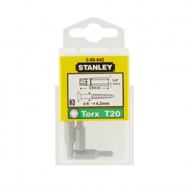 Embout de vissage Torx T25 25mm - 25 pièces Stanley | 1-68-843