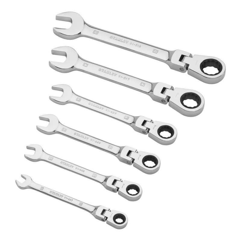 Clé mixte de sérrage à cliquet à tête indexable - jeu de 6 pièces - longueur 21 cm Stanley | 4-91-444