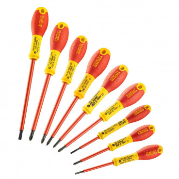 Tournevis Stanley isoles 1000 Volts électricien + phillips + pozidrive + testeur - jeu de 10 pièces FATMAX | FMHT62573-0