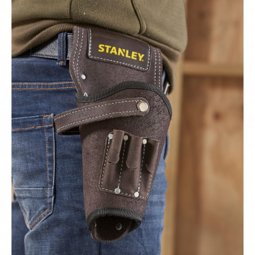 Porte outils holster pour ranger une visseuse dévisseuse cuir - largeur 6 cm - Hauteur 32 cm - longueur 16 cm Stanley | STST1-80118