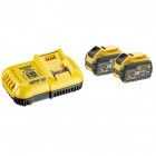 Image du produit : Pack 2 batteries Dewalt - XR - sans fil - Flexvolt 18 Volts - 54 Volts - 9ah/3Ah li-ion + chargeur rapide | DCB118X2-QW