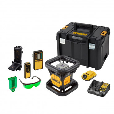 Niveau laser rotatif Dewalt intérieur/extérieur 18 Volts - 2Ah li-ion - faisceau vert - 1 batterie - coffret TSTAK | DCE079D1G-QW