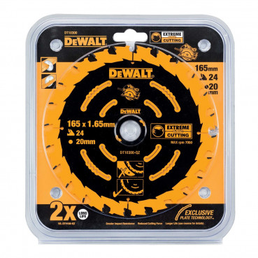 Lame Dewalt pour scie circulaire portative extrême, 165 x 20mm - 24 dents | DT10300-QZ