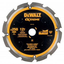 Lame Dewalt pour scie circulaire denture diamant, 250 x 30mm - 12 dents | DT1474-QZ