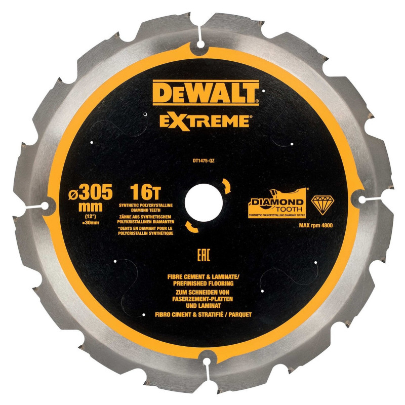 Lame Dewalt pour scie circulaire denture diamant, 305 x 30mm - 16 dents | DT1475-QZ