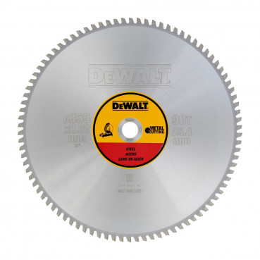 Lame Dewalt pour scie circulaire stationnaire 355 x 25,4mm - 90 dents, tcg/métal, angle d'attaque 1,5 | DT1927-QZ