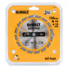 Image du produit : Lame Dewalt pour scie circulaire sans fil construction 136 x 10mm - 16 dents | DT1946-QZ