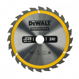 Lame Dewalt pour scie circulaire portative construction 235 x 30mm - 24 dents | DT1954-QZ