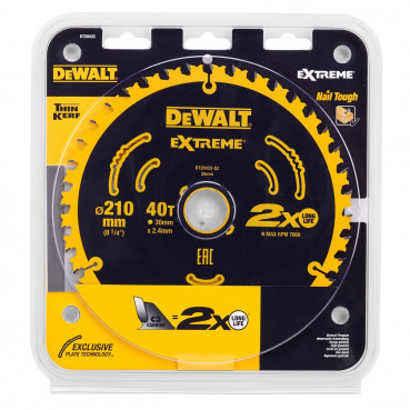 Lame Dewalt de scie à table extrême 210 x 30mm - 48 dents, atb, angle d'attaque 7 | DT20433-QZ