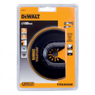 Lame Dewalt diamètre 100mm titanium semi circulaire moyeu déporté pour découpeur ponceur, outil multifonctions (multi-cutter) | DT20711-QZ