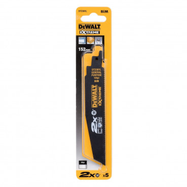 Lame Dewalt pour scie sabre BIM 2 x long life pour la coupe du bois et métal 152mm | DT2301L-QZ