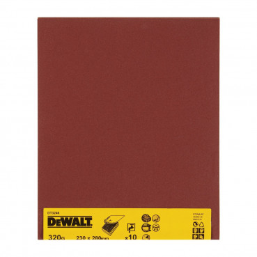 Feuilles abrasives, papier à poncer pour poncage à la mainGrain 320 - 230 x 280mm Dewalt | DT3246-QZ