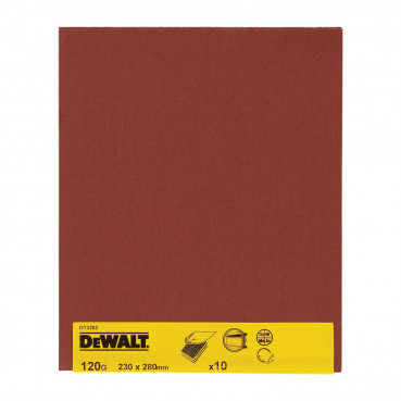 Feuilles abrasives, papier à poncer pour poncage à la mainGrain 120 - 230 x 280mm Dewalt | DT3282-QZ