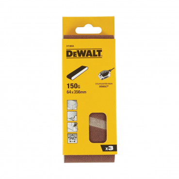 Papier à ponçer - abrasif pour ponceuse à bande compacte Grain 150 - 64 x 356mm Dewalt | DT3664-QZ