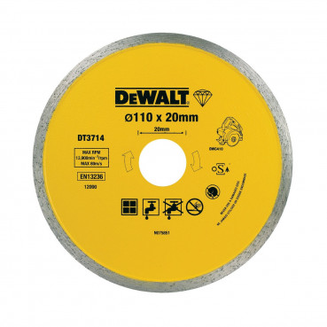 Disque diamant pour scie à carrelage portative DWc410 pour applications générales à sec ou à l'eau 110 x 20mm Dewalt | DT3714-QZ