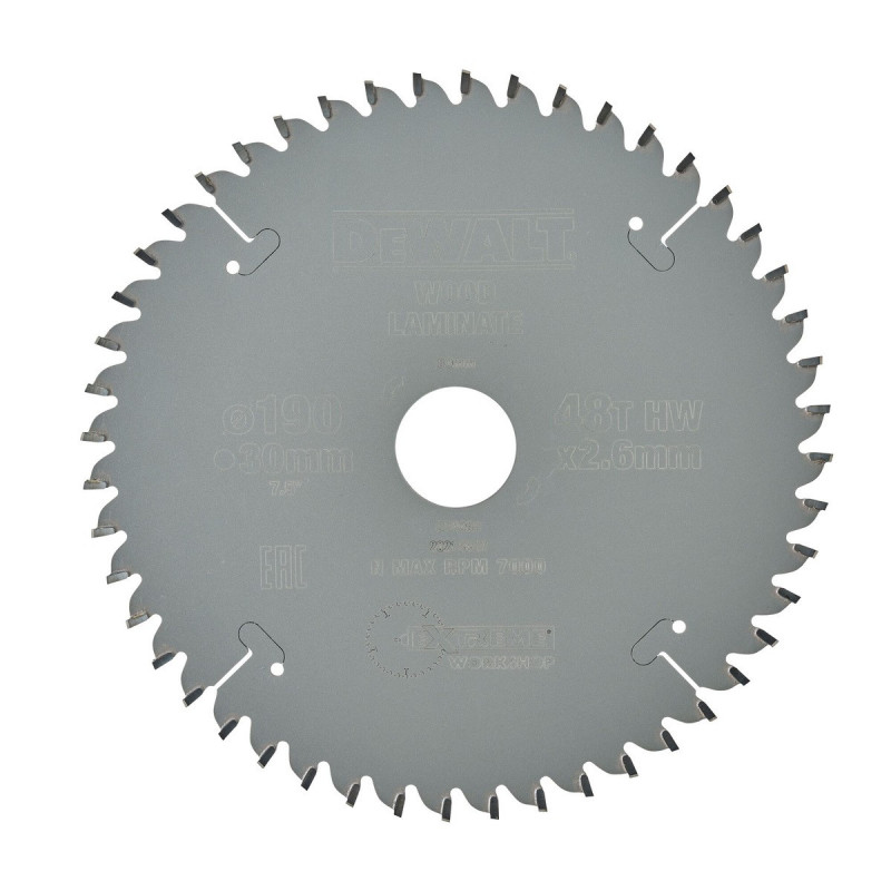 Lame Dewalt pour scie circulaire portative extrême workshop, 190 x 30mm - 48 dents | DT4094-QZ