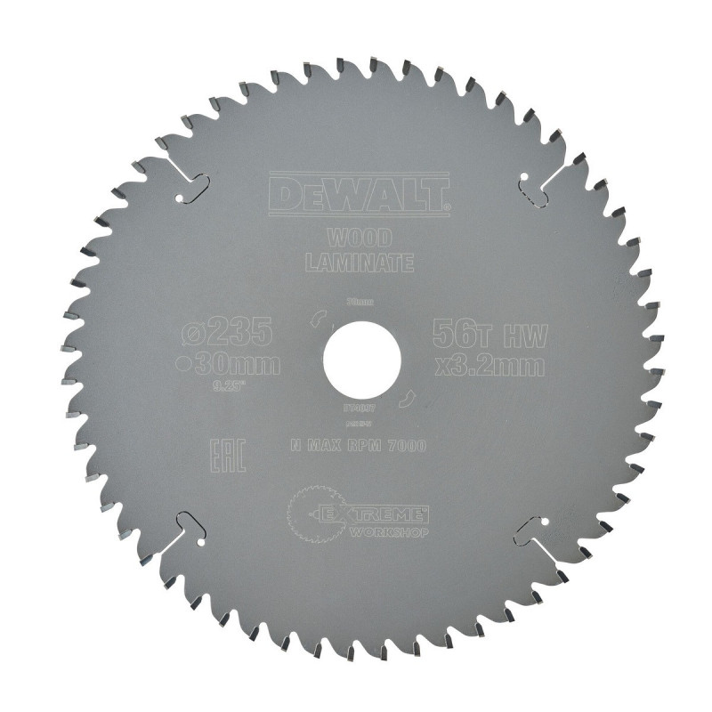 Lame Dewalt pour scie circulaire portative extrême workshop, 235 x 30mm - 56 dents | DT4097-QZ