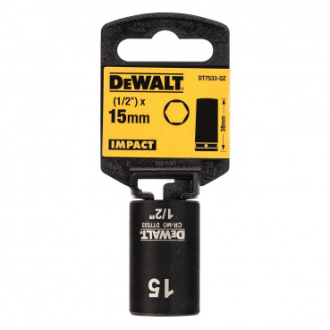 Douilles Impact à chocs diamètre 15mm 1/2" Dewalt | DT7533-QZ