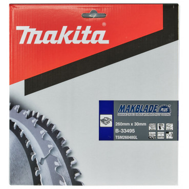 Lame de scie circulaire, Makblade + T.C.T, 260 x 30mm 48 dents - diamètre 260mm - coupe-saignée 2,8mm Makita | B-33495