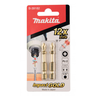 Embout de vissage Impact Gold, PZ2, 50mm - longueur totale 50mm - 2 pièce(s) Makita | B-39182