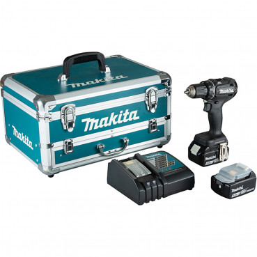 Perceuse visseuse Makita 18 Volts - sans fil Lithium (Li-Ion) 5 Ah BL1850B Ø 13mm (coffret alu + kit d'accessoires) | DDF485TX2B