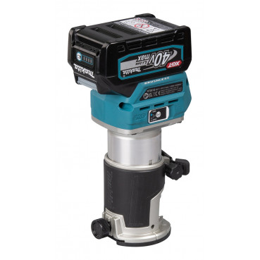 Affleureuse-défonceuse Makita XGT 6 et 8mm - 40 Volts MAX - sans fil Lithium (Li-Ion) - 4 Ah - poids 2,2kg - capacité de plongée 0 - 40mm - pince diamètre 6 / 8mm | RT001GM208