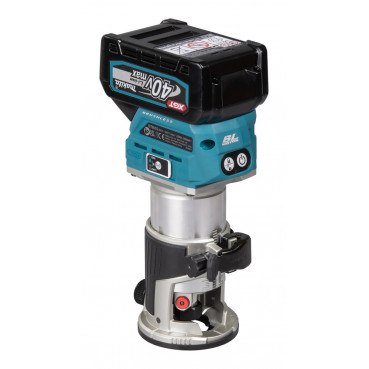 Affleureuse-défonceuse Makita XGT 6 et 8mm - 40 Volts MAX - sans fil Lithium (Li-Ion) - 4 Ah - poids 2,2kg - capacité de plongée 0 - 40mm - pince diamètre 6 / 8mm | RT001GM208