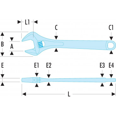 Clé à molette Facom ajustement rapide, manche métal - ouverture 33mm - longueur 200mm | 101.8