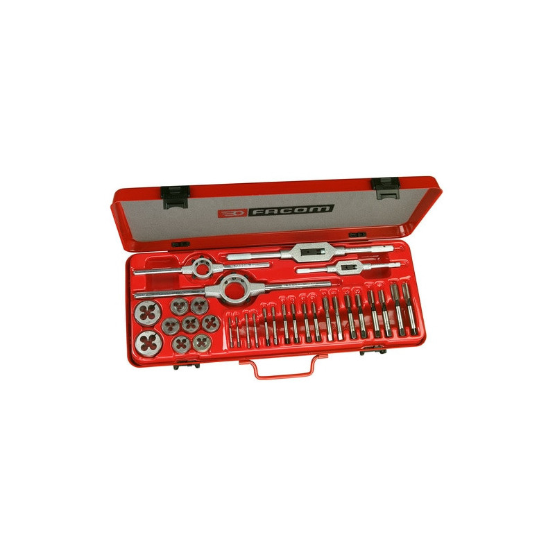 Coffret de tarauds cobalt, filières cobalt et porte-outils - diamètre M3 - M4 - M5 - M6 - M7 - M8 - M9 - M10 - M12 Facom | 221.227SJ1