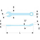 Image du produit : Clé plate mixte 19mm Facom extra longue portée - clé mixte de serrage Facom pour écrou et boulon- longueur 329mm | 40.19LA