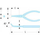 Image du produit : Pince de préhension Micro-Tech à bec effilés coudés à 45° - longueur 135mm - outillage de précision Facom | 433.LMT